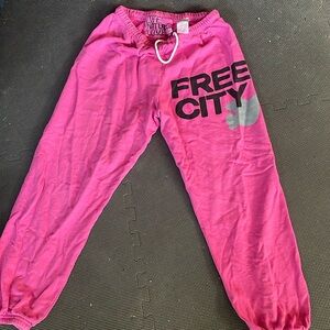 Free City! Pink and blue sweatpants. Hardly worn.